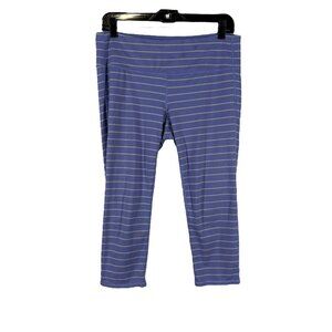 Athleta Blue & Gray Striped Capri Crop Leggings Women's Size Large